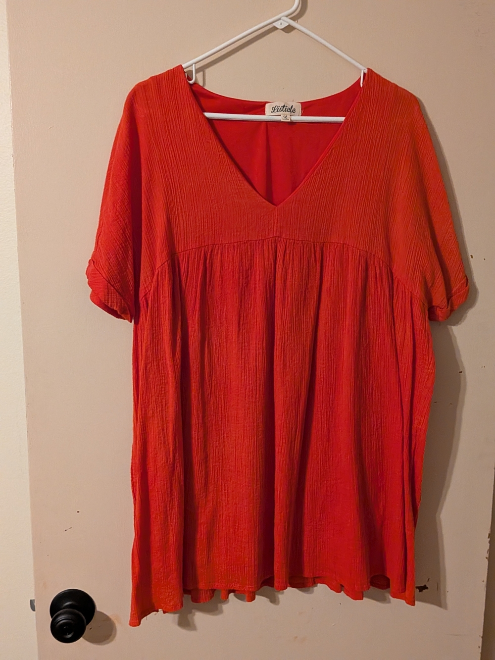 Listicle Red V-Neck Babydoll Dress